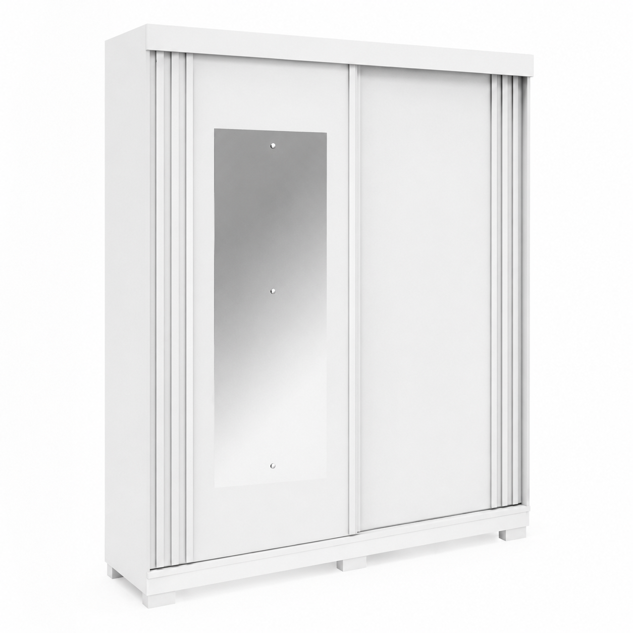 Guarda-Roupa Solteiro 100% MDF Com Espelho 2 Portas 3 Gavetas Athena ACP Móveis - BRANCO