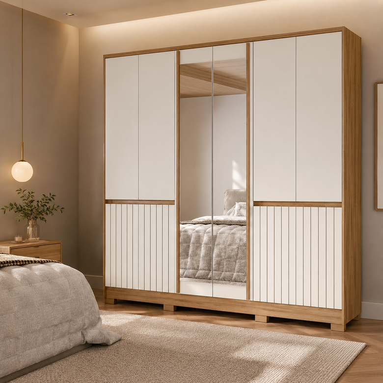 Guarda-Roupa Casal Alasca 10 Portas com Espelho Moval
