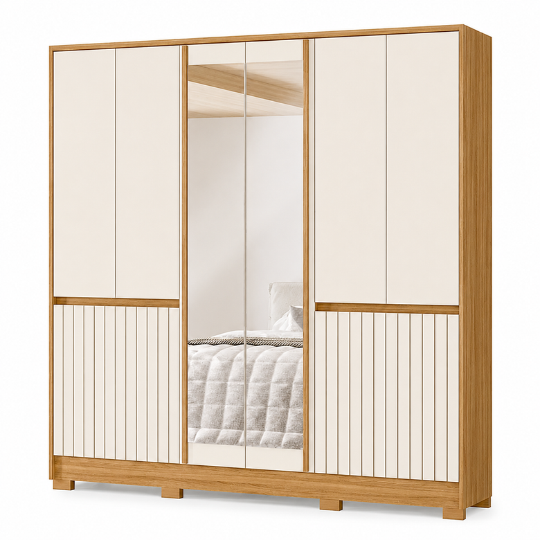 Guarda-Roupa Casal Alasca 10 Portas com Espelho Moval
