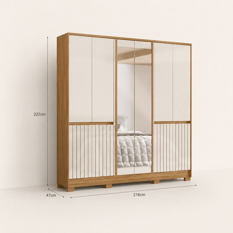 Guarda-Roupa Casal Alasca 10 Portas com Espelho Moval