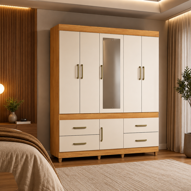 Guarda Roupa Casal 6 Portas 4 Gavetas Guarujá Demóbile