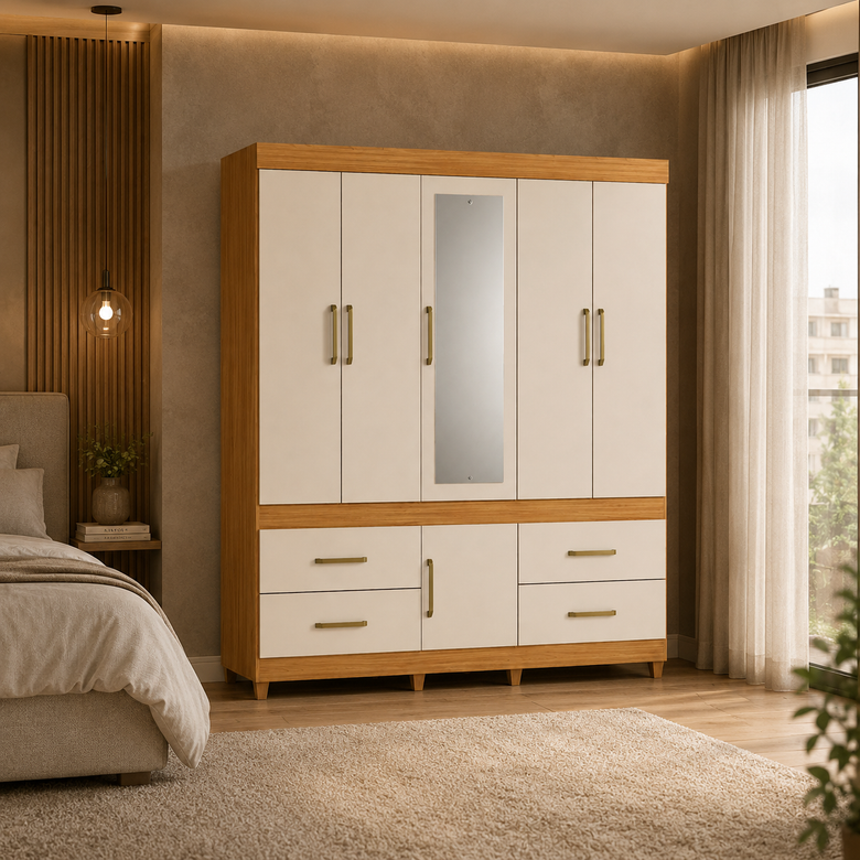 Guarda Roupa Casal 6 Portas 4 Gavetas Guarujá Demóbile