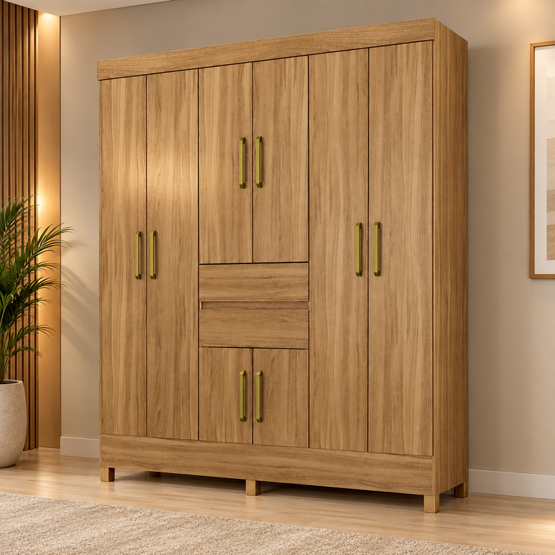 Guarda Roupa Casal 8 Portas 2 Gavetas Munique Demóbile