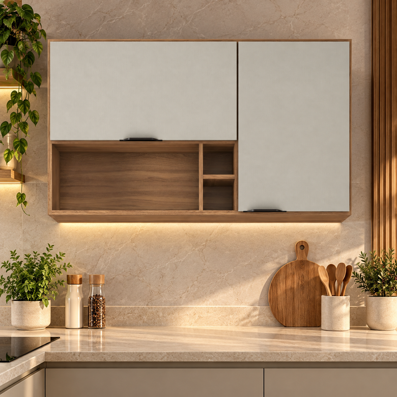 Armário Aéreo 120cm 2 Portas Com Nichos Firenze Demóbile