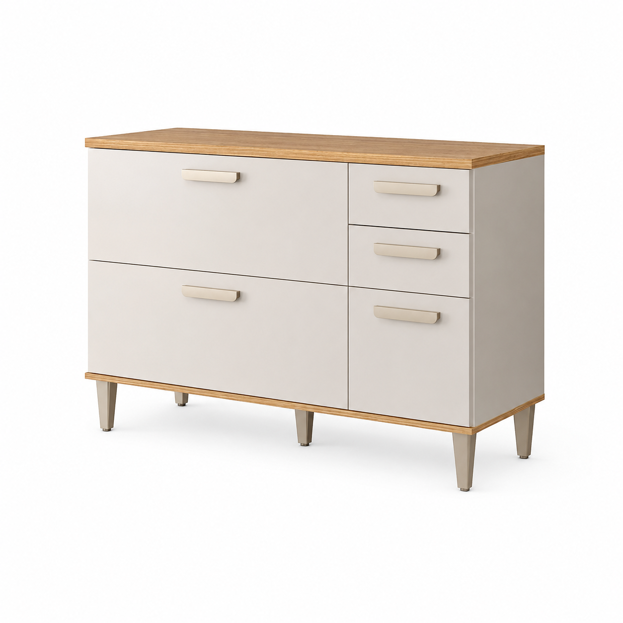 Balcão Bella 120cm 1 Porta Basculante 4 Gavetas MGM - FREIJO/OFFWHITE
