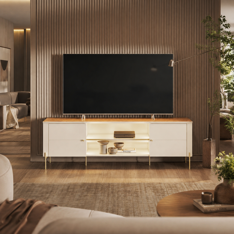 Rack Para Tv Até 75" 2 Portas Brasília Mobler
