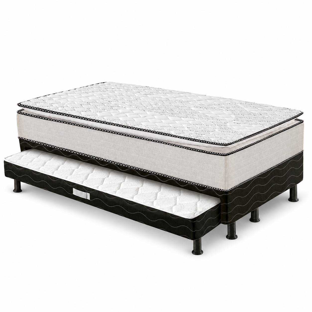 Cama Box Com Auxiliar Solteiro 88x188cm Double Reconflex - CINZA