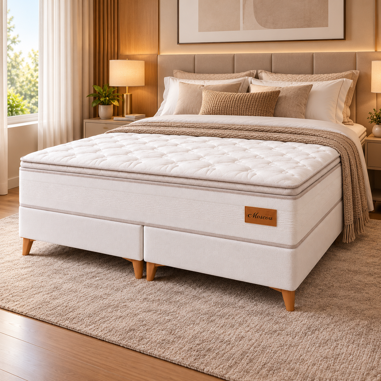 Cama Box King Molas Ensacadas 198x198cm Moscou Topázio - BRANCO