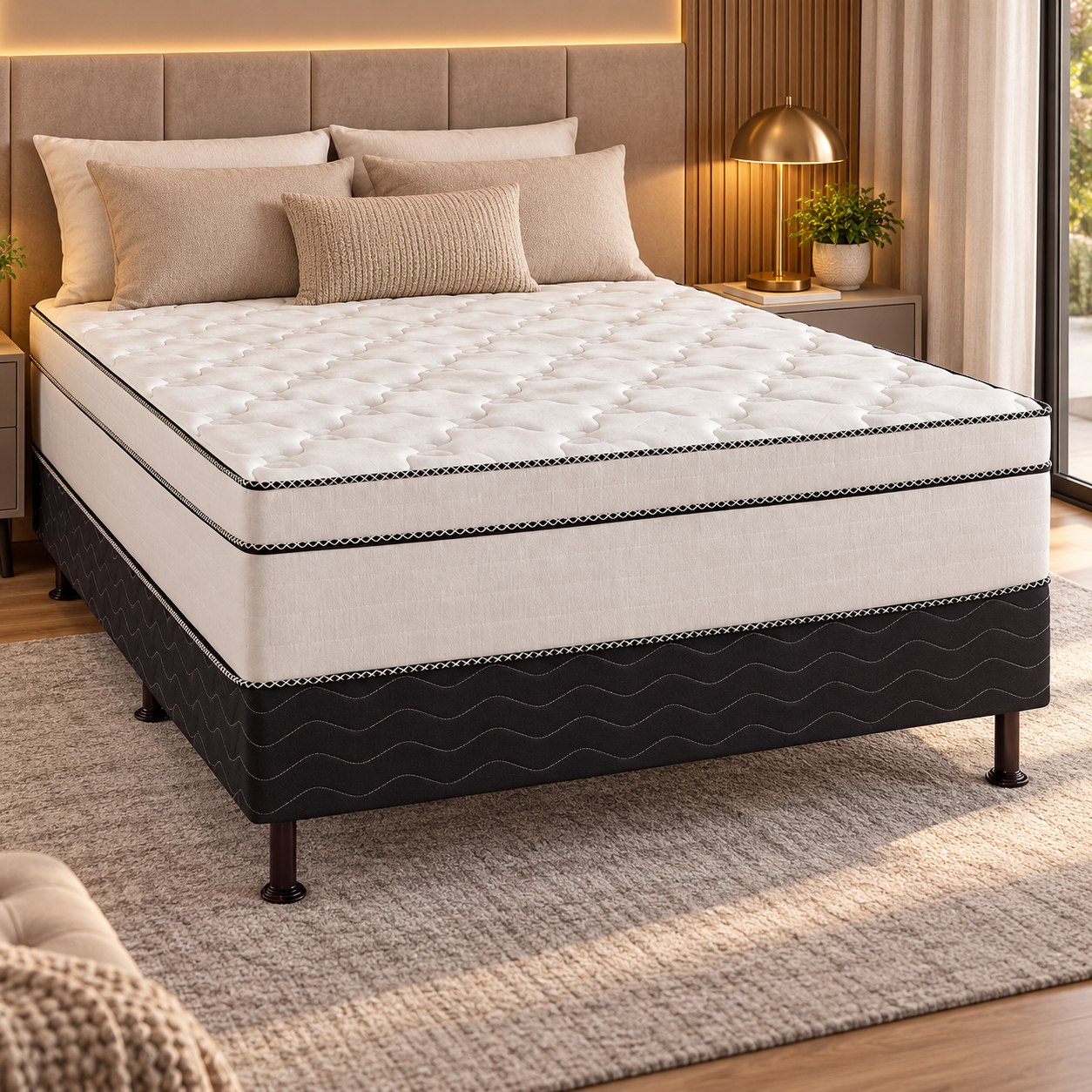 Cama Box Casal Conjugada 138x188cm New Double Flex Reconflex - CINZA