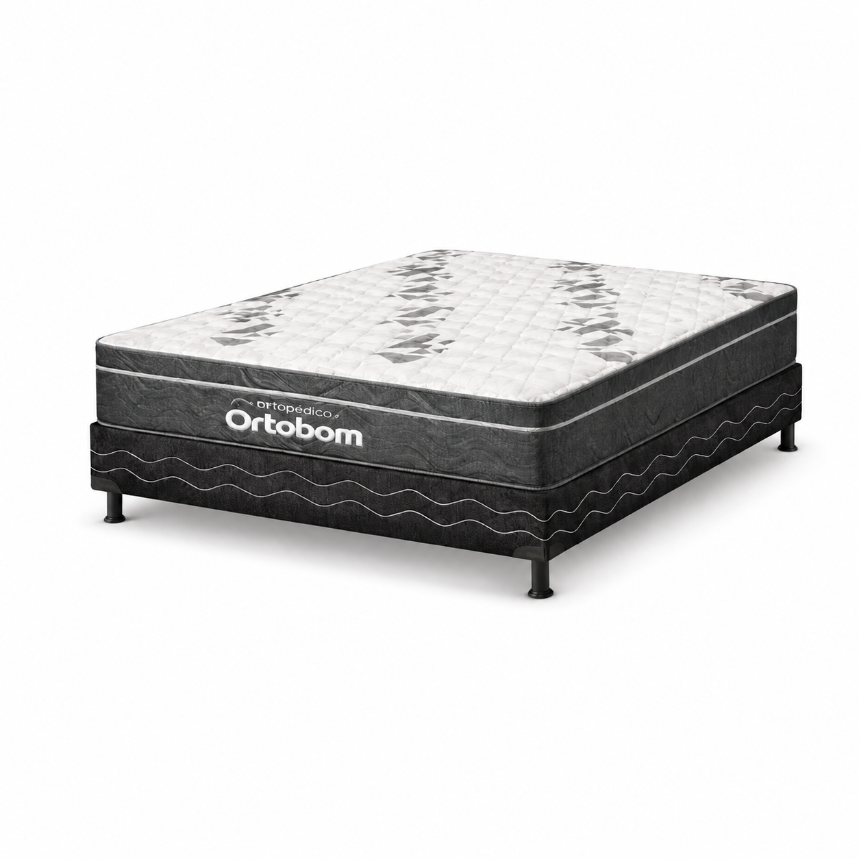 Cama Box Casal Airtech D33 (Colchão + Base) 138x188 Ortobom - GRAFITE / PRETO