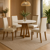 Conjunto Mesa de Jantar 90cm Redonda com 4 Cadeiras Livia Sonetto
