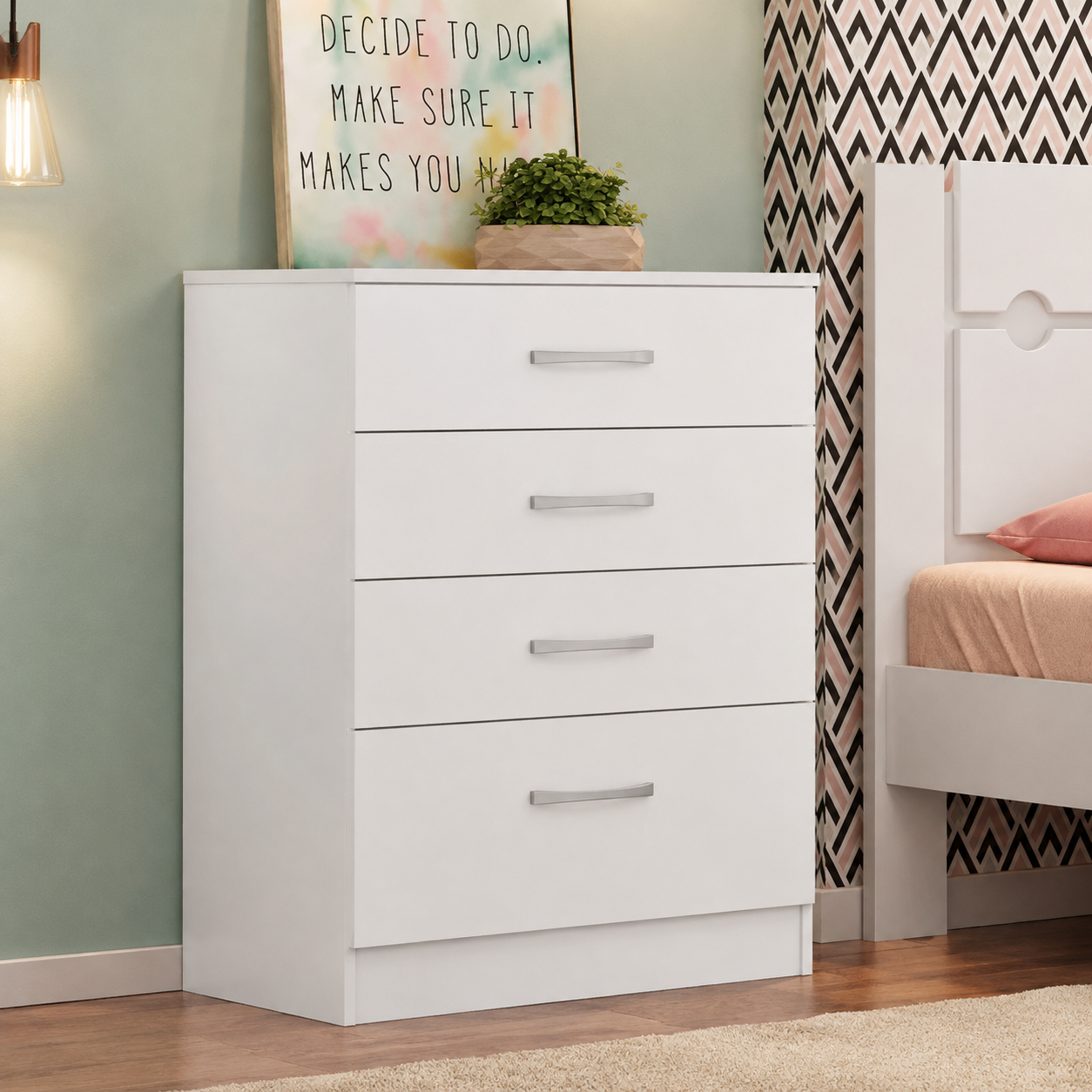 Cômoda Com 4 Gavetas Astral Demóbile - BRANCO