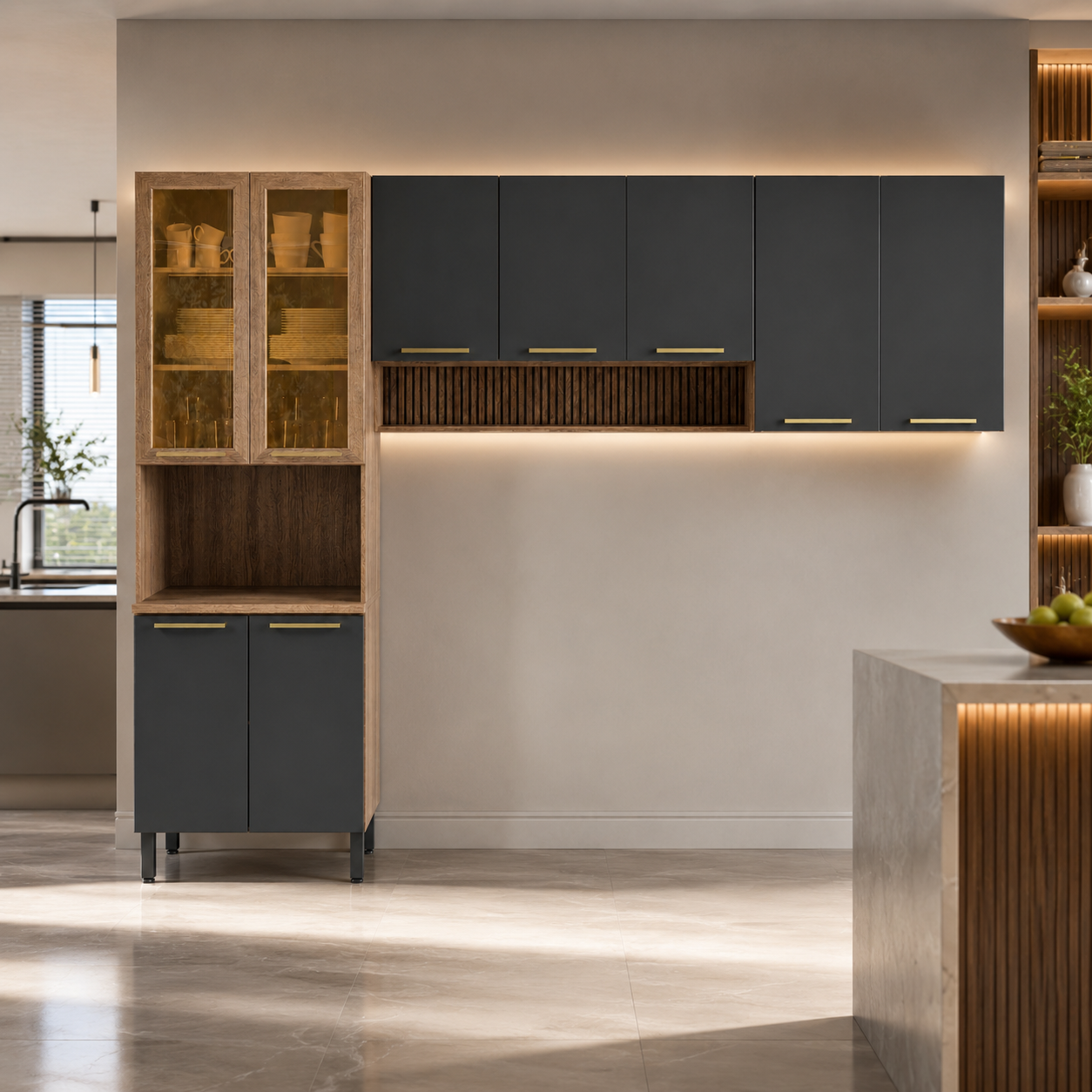 Cozinha Modulada 3 Peças 9 Portas Avelã Telasul