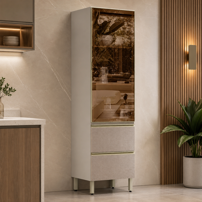 Cristaleira 60cm 1 Porta 2 Gavetas Proença Demóbile