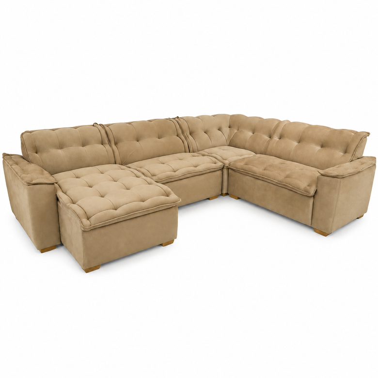 Sofá De Canto Premium 5 Lugares Chaise Inovaflex