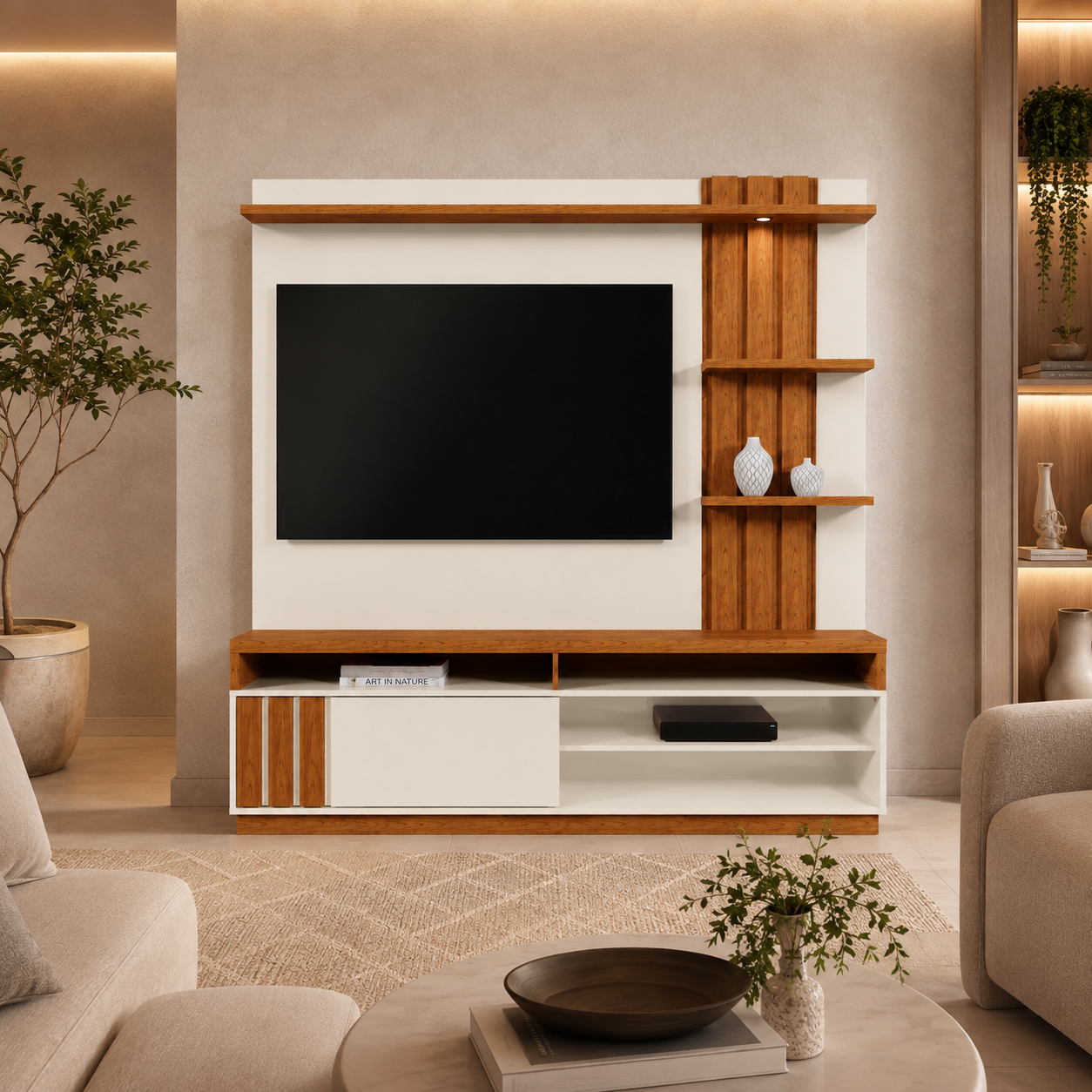 Home Para Tv Até 55" Mariana Mobler - OFF WHITE/CANELA