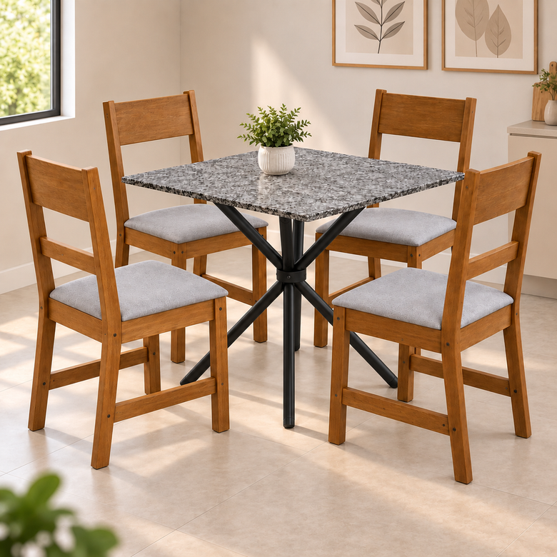 Conjunto De Mesa De Jantar Ciplafe Com 4 Cadeiras Indekes
