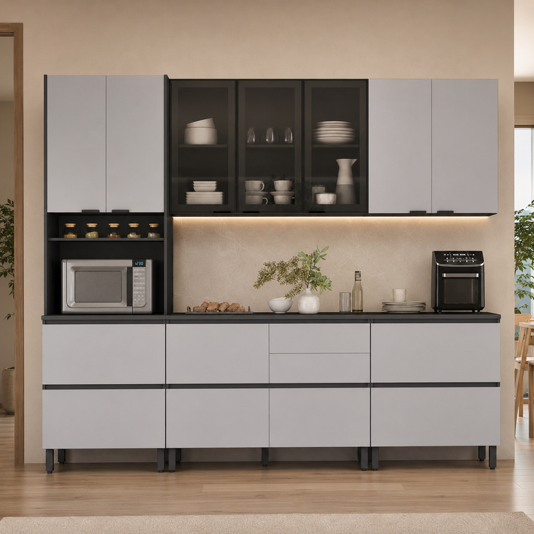 Cozinha Modulada 5 Peças 9 Portas 6 Gavetas Lumina Itatiana