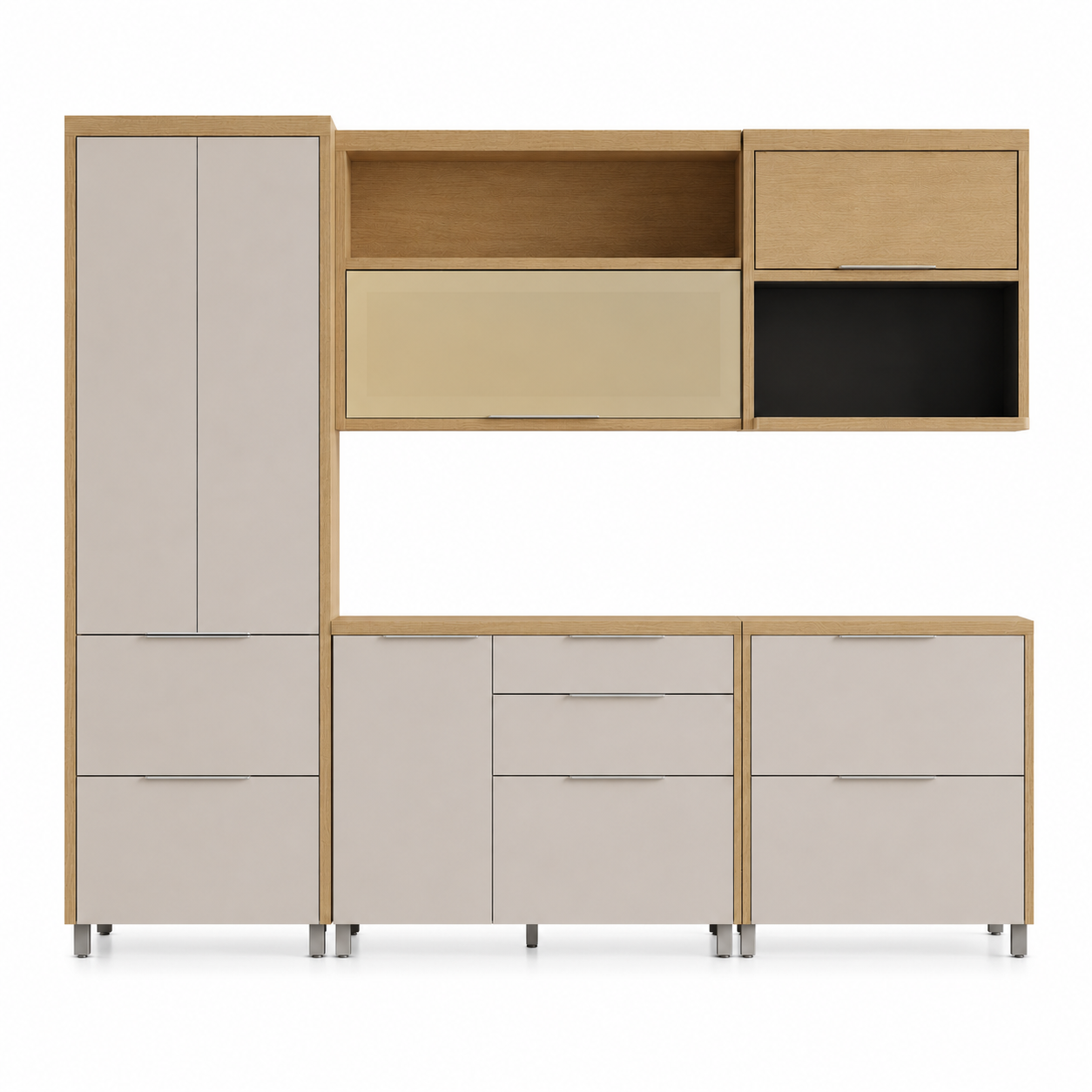 Cozinha Modulada MDF 6 Portas 6 Gavetas Marquesa Nesher - NATURE/CINZA
