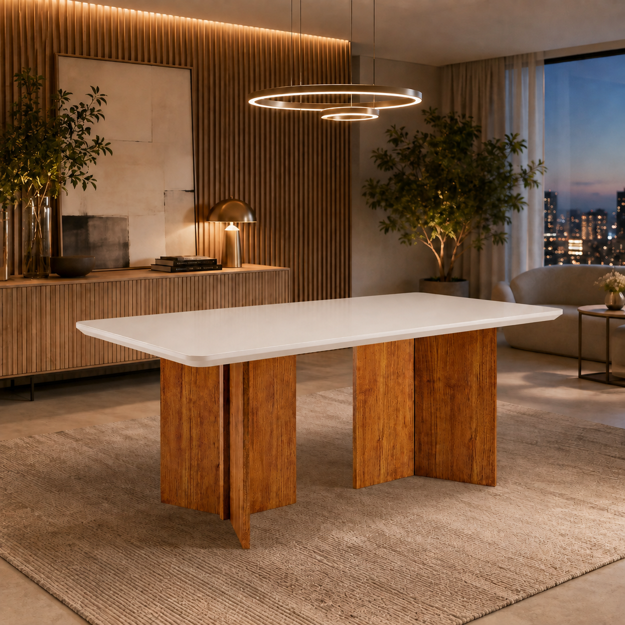 Mesa De Jantar Com Vidro 6 Lugares 160X90cm Monaco Viero Móveis - MEL/OFF