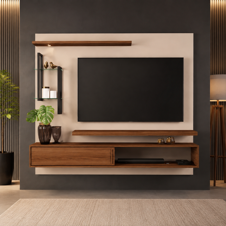 Painel Para TV Até 55" Com LED Mila DJ Móveis