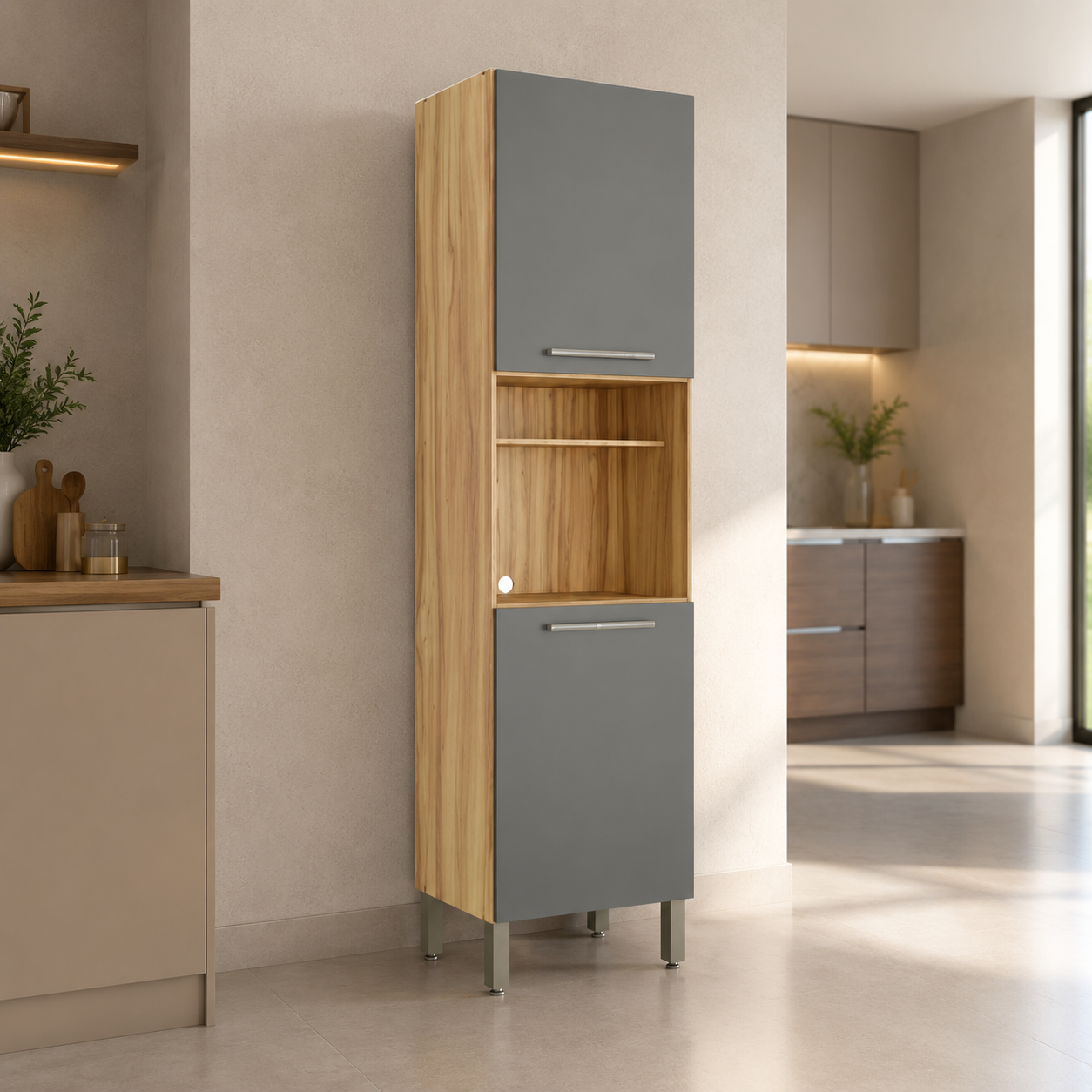 Paneleiro 100% MDF 2 Portas Carménère Ronipa - AMENDOA/CHUMBO