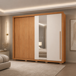 Guarda Roupa Casal 2 Portas de Correr com Espelho e 4 Gavetas 2.4 Flex Moviment Caemmun