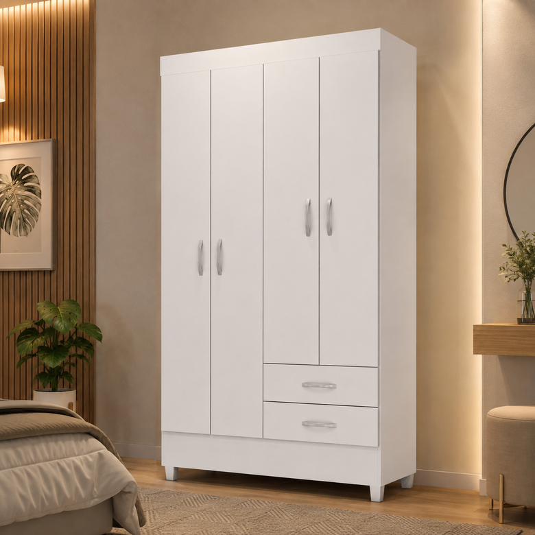 Guarda-Roupa Solteiro 4 Portas 2 Gavetas Astro Demóbile