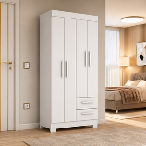 Guarda-Roupa Solteiro 4 Portas 2 Gavetas Nt6010 Notável Móveis