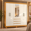 Guarda-roupa Casal 100% MDF 6 Portas 4 Gavetas Com Espelho Ópera Demóbile