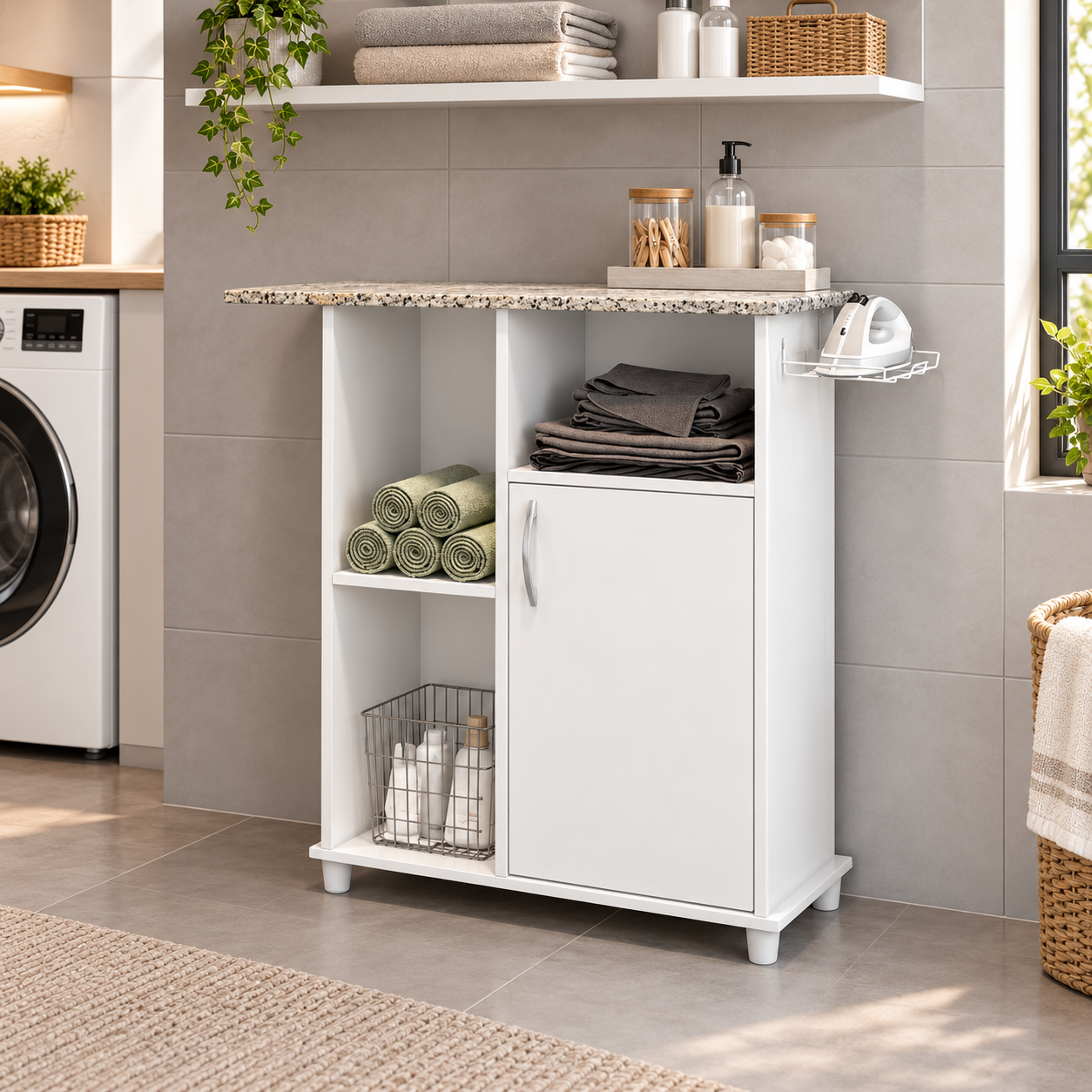 Tábua De Passar Roupa 1 Porta 3 Nichos Florence Notável Móveis - BRANCO