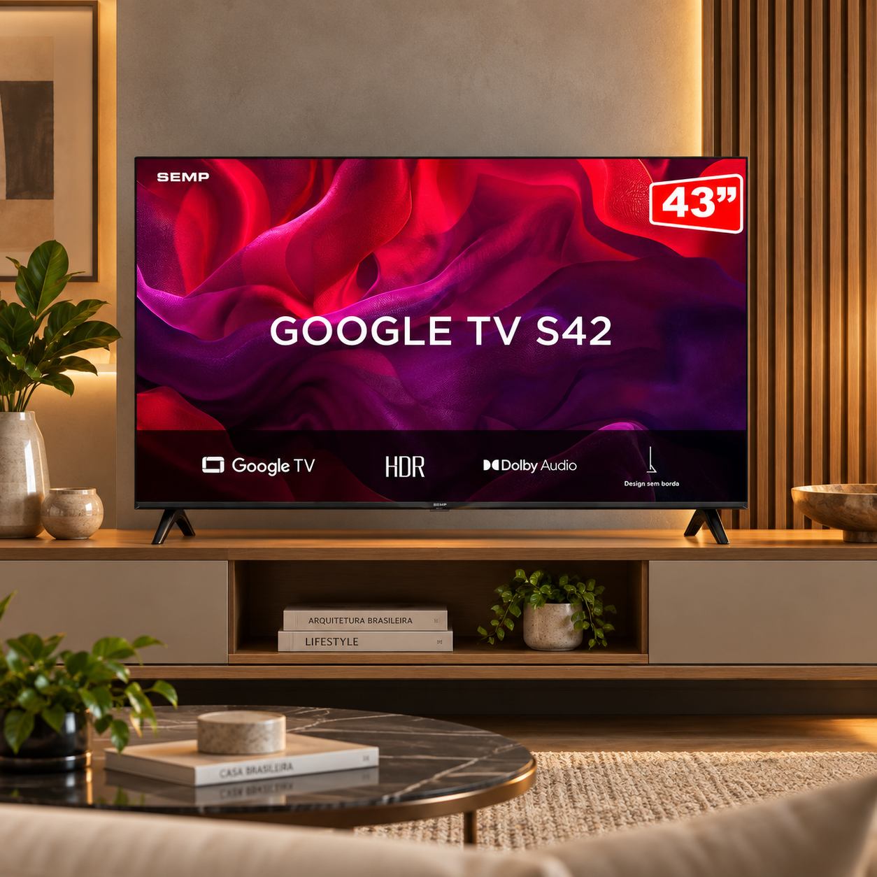 Smart TV Semp 43" Full HD Google TV 43S42 - PRETO
