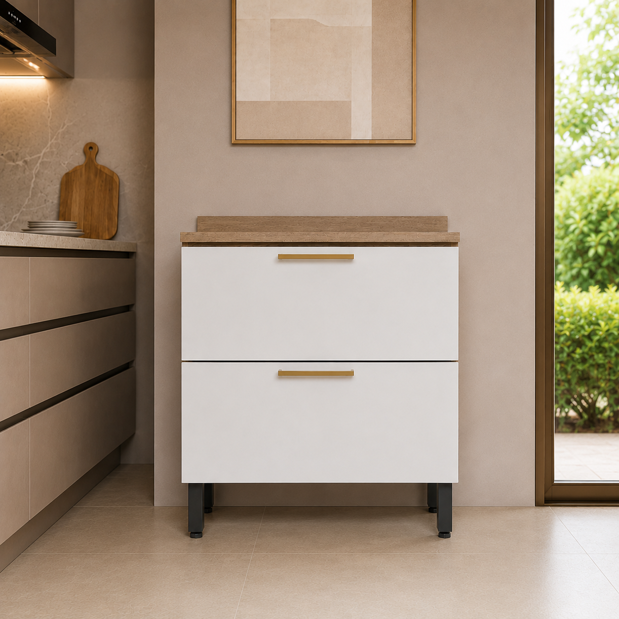 Balcão de Cozinha 2 Portas Basculantes TelaSul - MEL/BRANCO