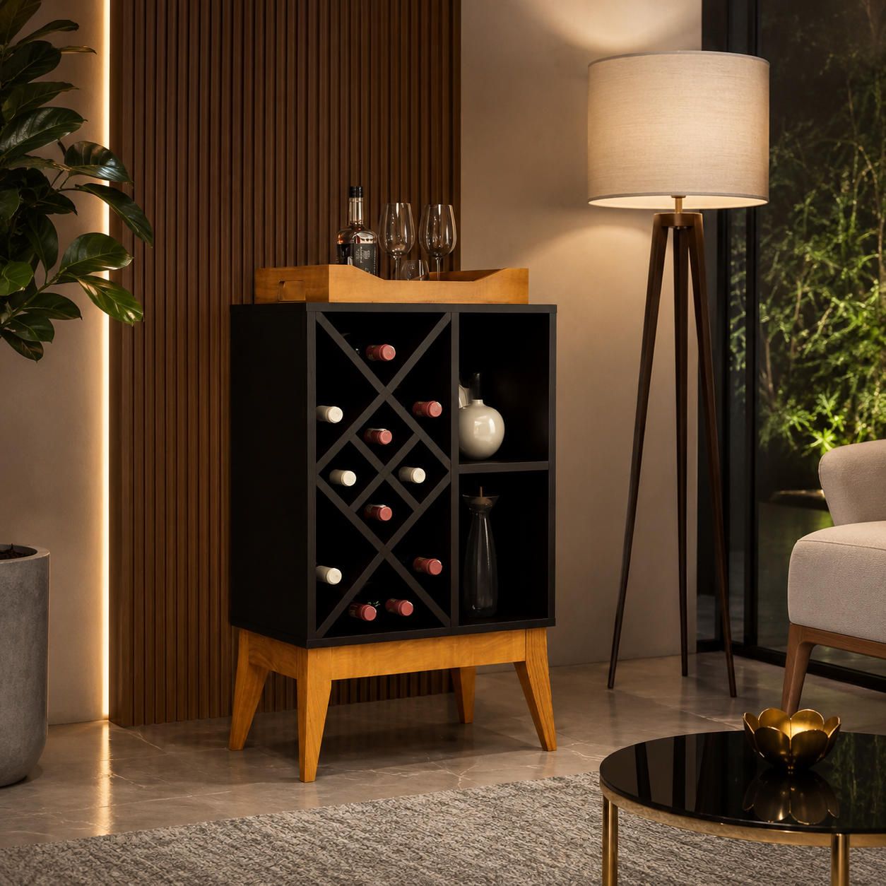 Bar Adega 50cm Bali Edn Móveis - PRETO