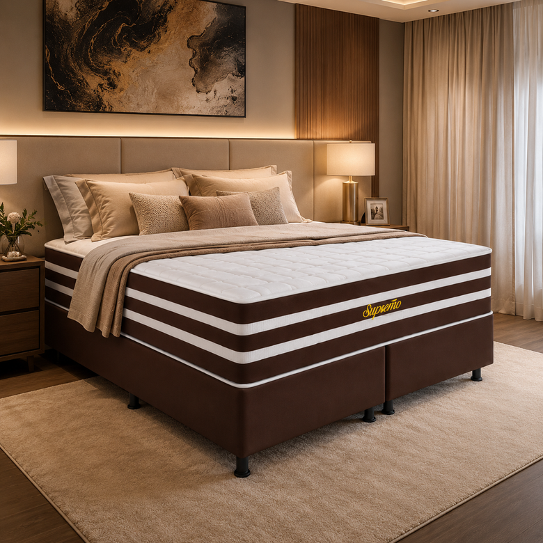 Cama Box Queen (Colchão + Base) 158x198 Supremo Bacetto