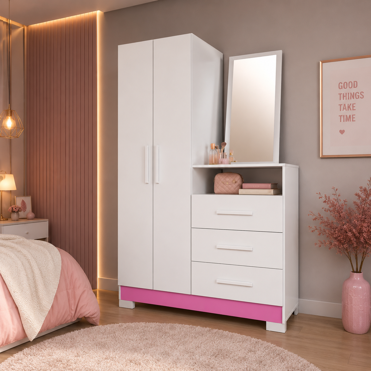 Cômoda Com Espelho 3 Gavetas 2 Portas NT5165 Notável Móveis