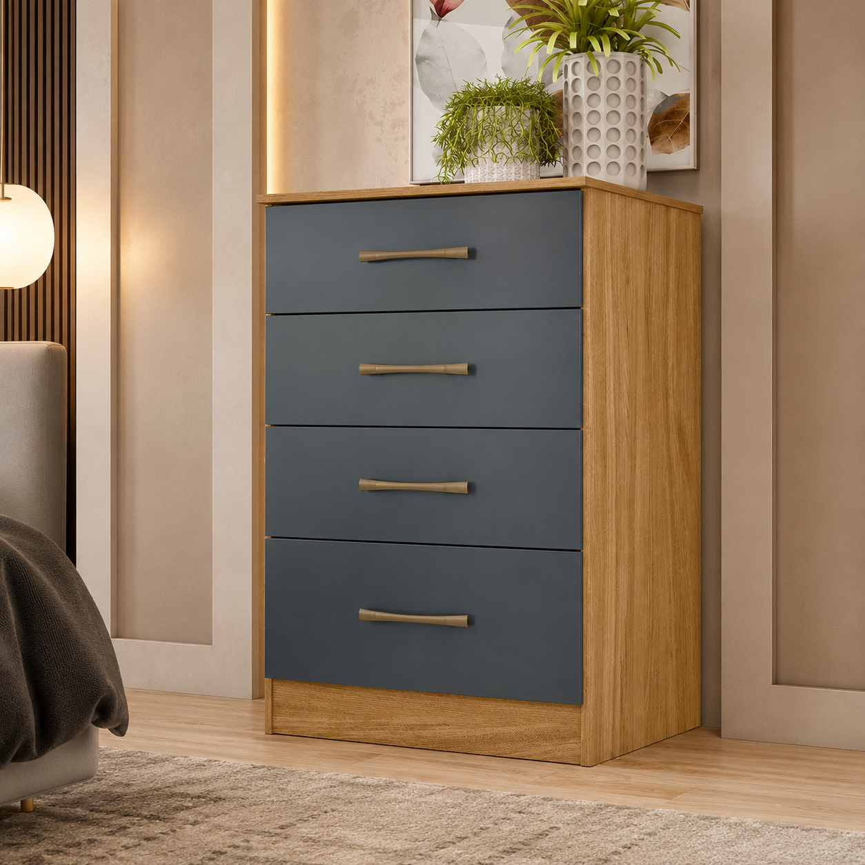 Cômoda 4 Gavetas MS913 Moval - FREIJO / CINZA