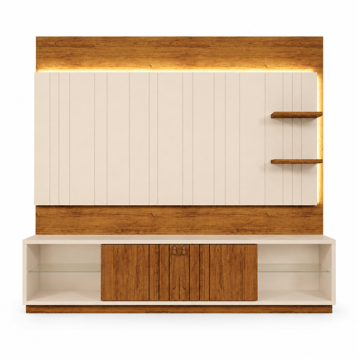 Home Para Tv até 60" Guaiba  2 Portas Com Led Mobler - OFF WHITE CANELA