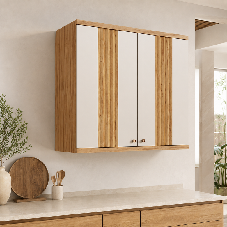 Armário Aéreo de Cozinha 2 Portas 80 Cm Canelado Sauvignon Ronipa