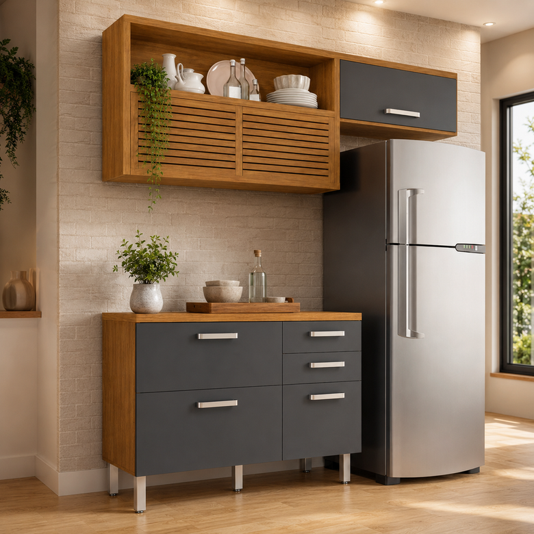 Cozinha Compacta 100% MDF 4 Portas 3 Gavetas Princesa Nesher