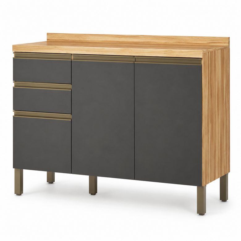 Balcão De Cozinha 100% MDF Com Tampo 120cm Chardonnay Ronipa