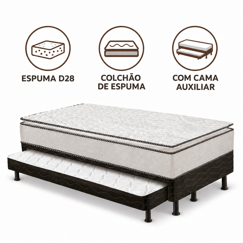 Cama Box Com Auxiliar Solteiro 88x188cm Double Reconflex
