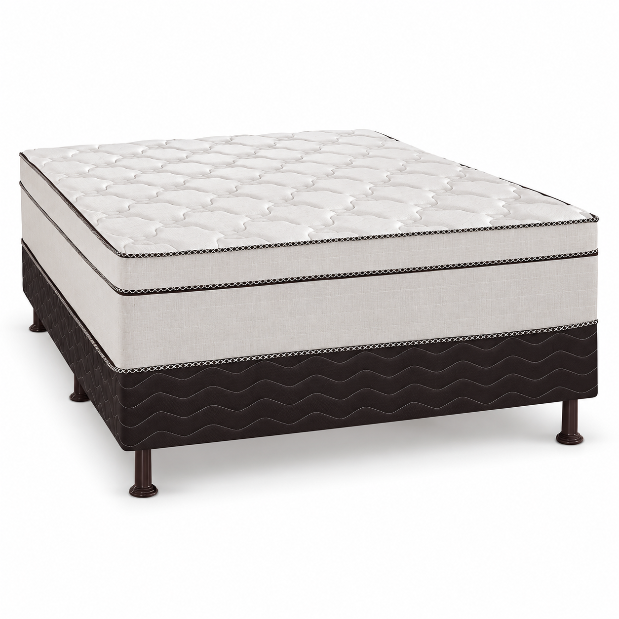 Cama Box Casal Conjugada 138x188cm New Double Flex Reconflex - CINZA