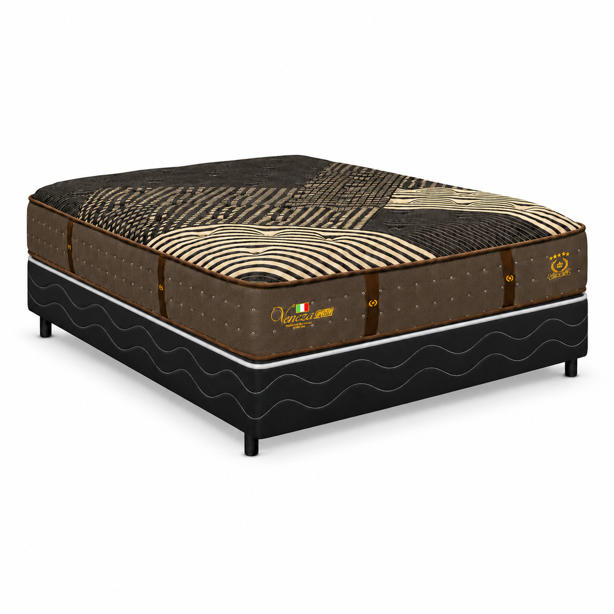 Cama Box Casal (Colchão + Base) Molas Ensacadas Veneza II Gazin - GRAFITE / PRETO