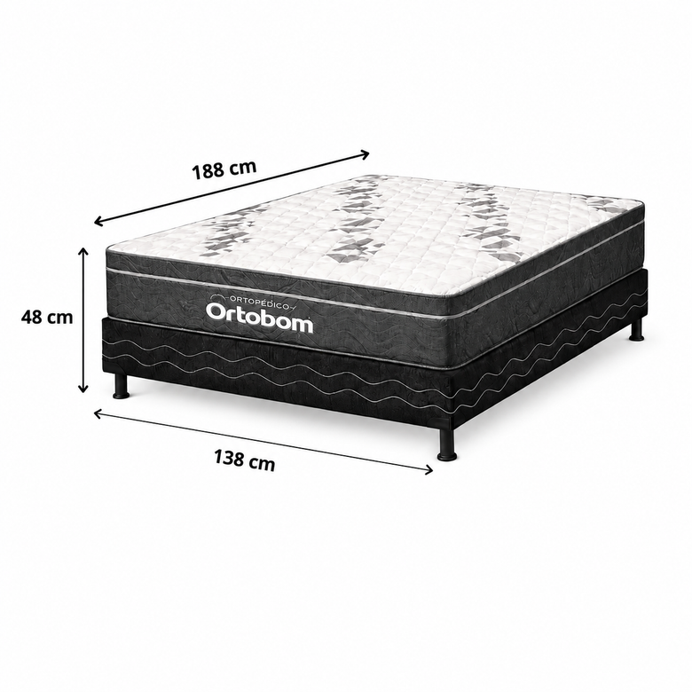 Cama Box Casal Airtech D33 (Colchão + Base) 138x188 Ortobom