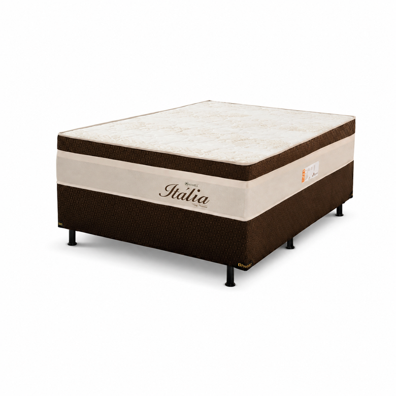 Cama Box Queen (Colchão + Base) 158x198 Molas Ensacadas Itália Topázio