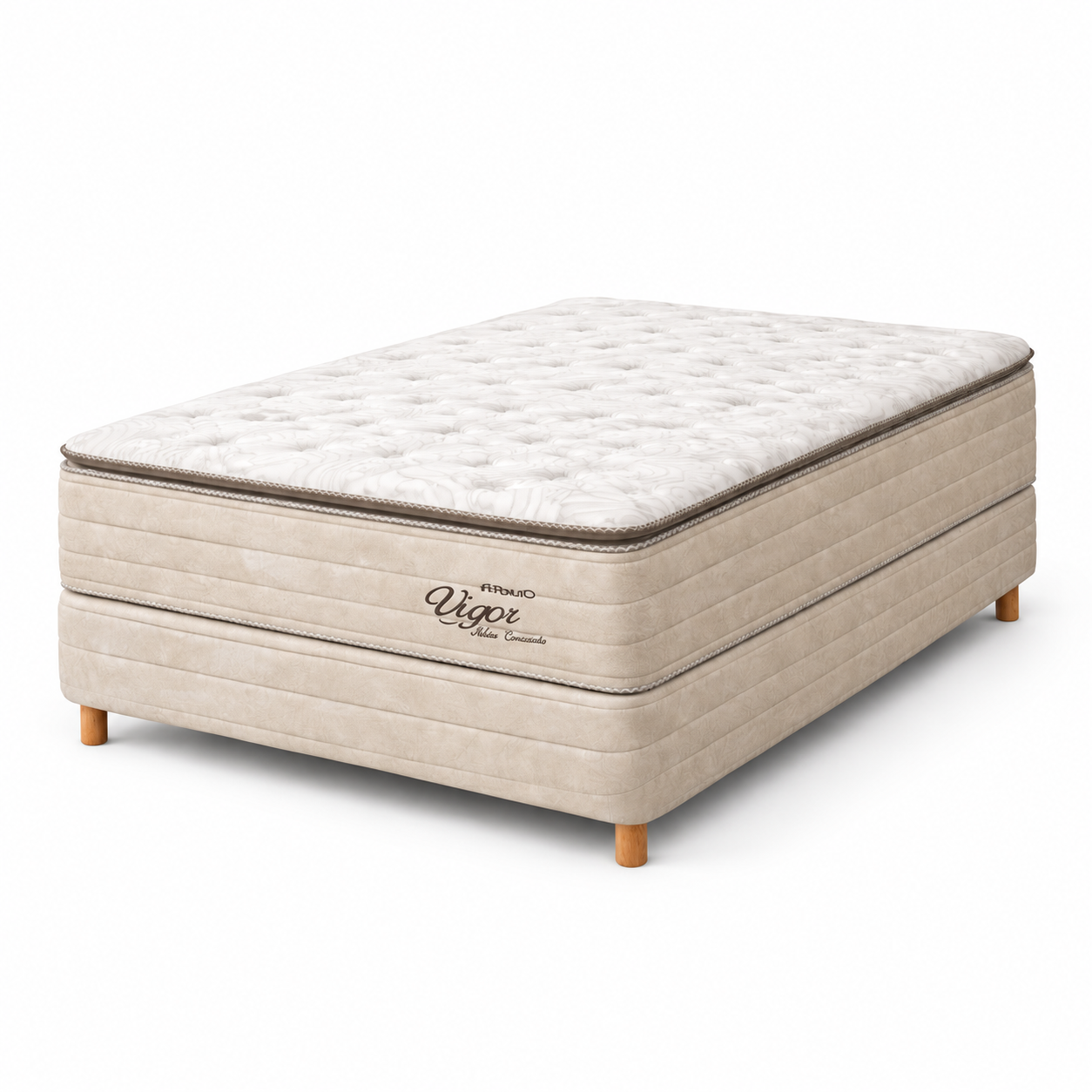 Cama Box Casal Molas Ensacadas 138x188cm Vigor Topázio - BEGE