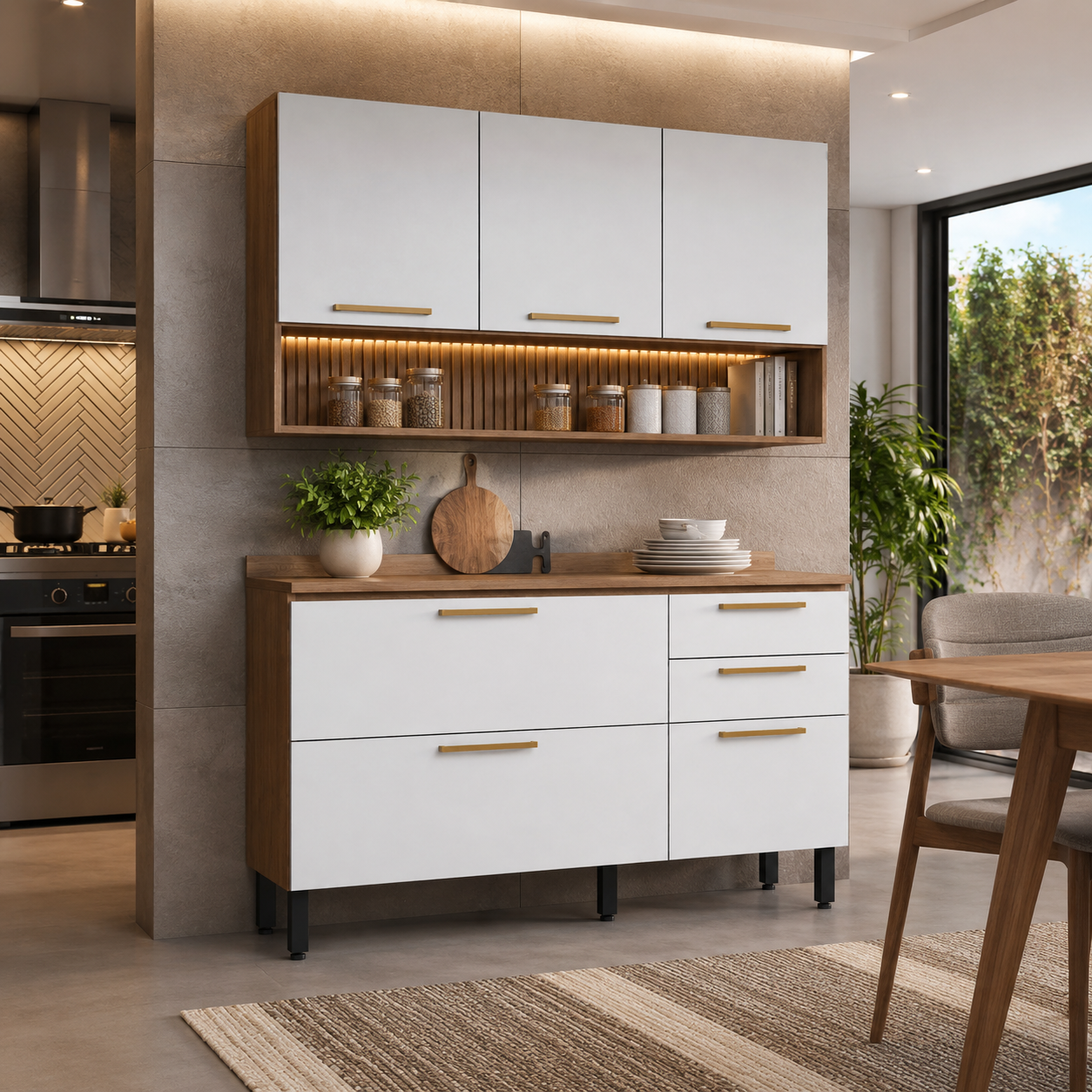 Cozinha Compacta Avelã 6 Portas 2 Gavetas Telasul