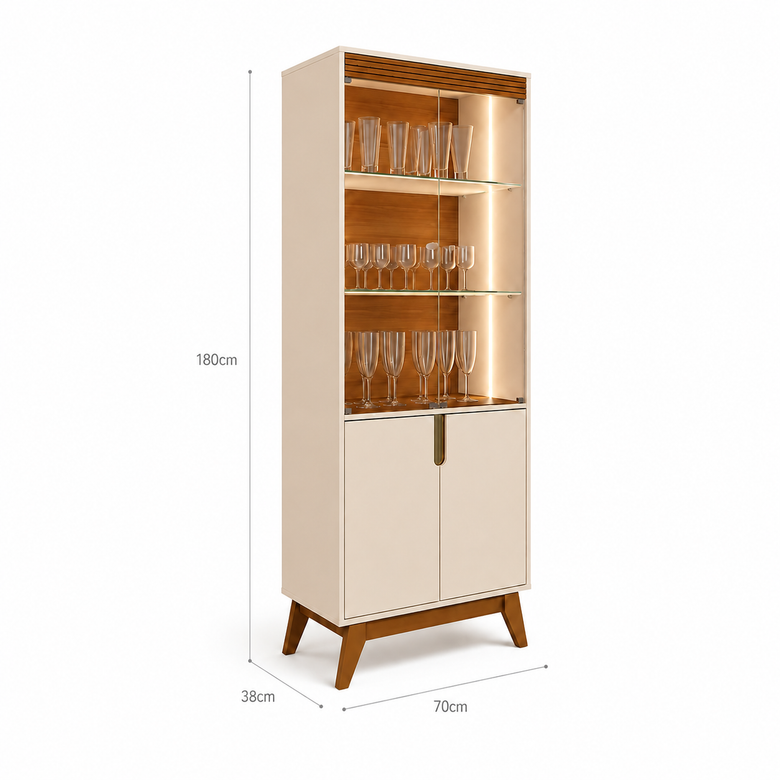 Cristaleira Paraty Com LED 4 Portas Mobler