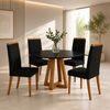 Conjunto Mesa de Jantar 90cm Redonda com 4 Cadeiras Livia Sonetto